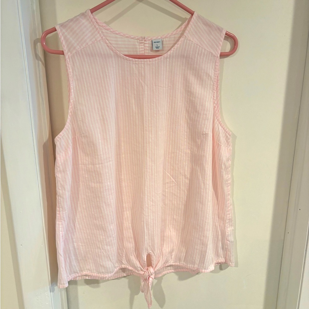 Old Navy pink and white striped sleeveless top Large